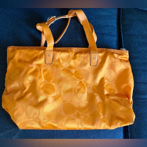 Coach Orange Signature Jacquard Tote - Picture 5 of 8